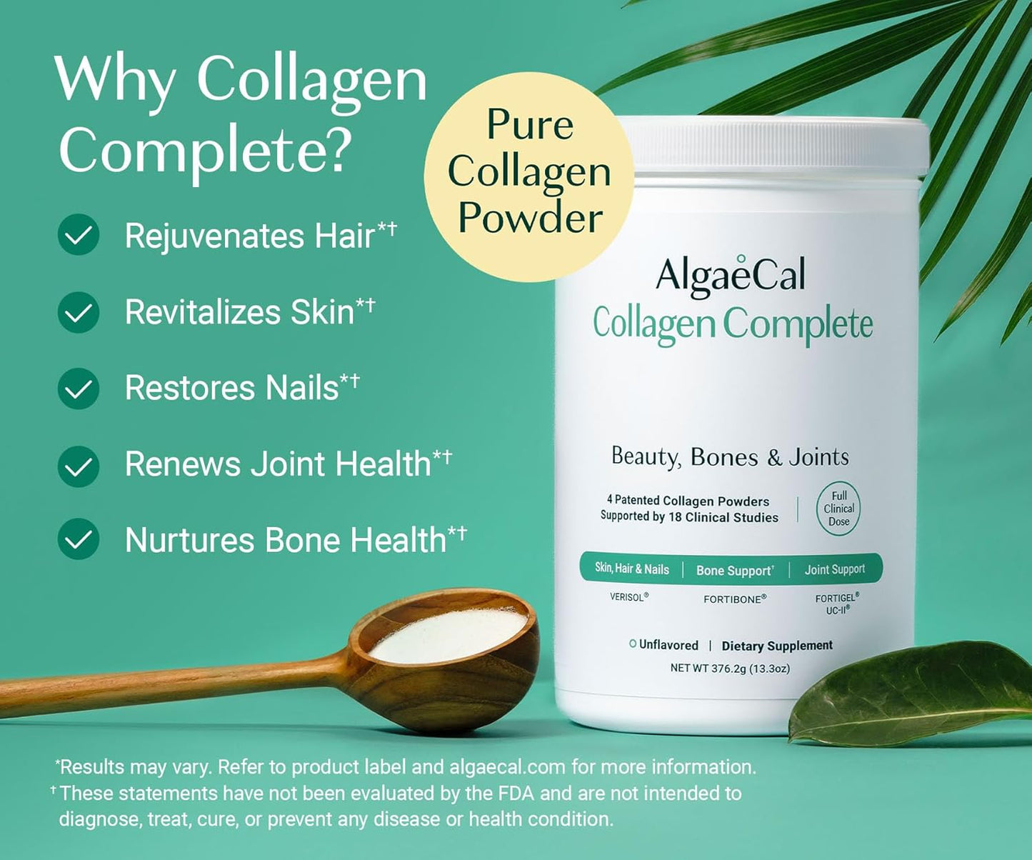 AlgaeCal Vitamin D3 & Collagen Bundle with Verisol, Fortibone, Fortigel - Vitamin D3 K2 for Immune Support