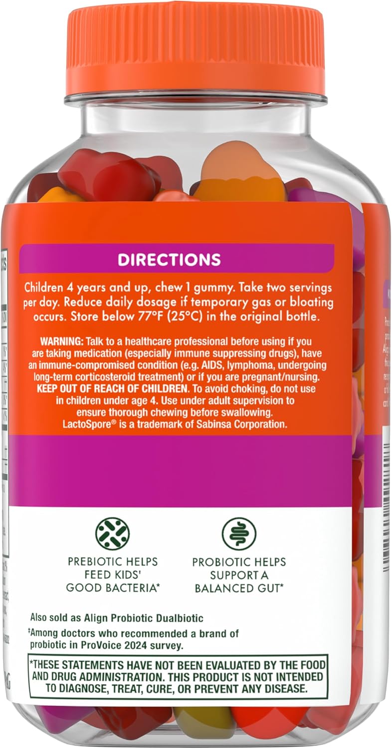 Align Kids Probiotic Gummies with Prebiotic for Healthy Digestion - Doctor Recommended Brand, 50 Count