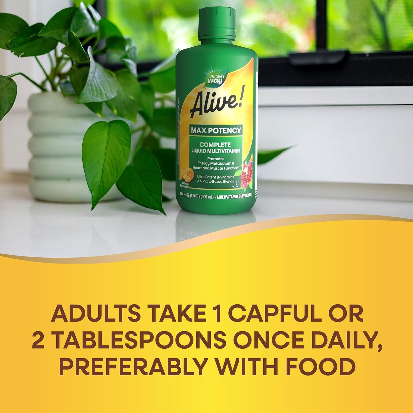 Alive! Max Potency Liquid Multivitamin for Women and Men - Citrus Flavored - Antioxidants, Vitamins C & E - 30.4 Fl Oz