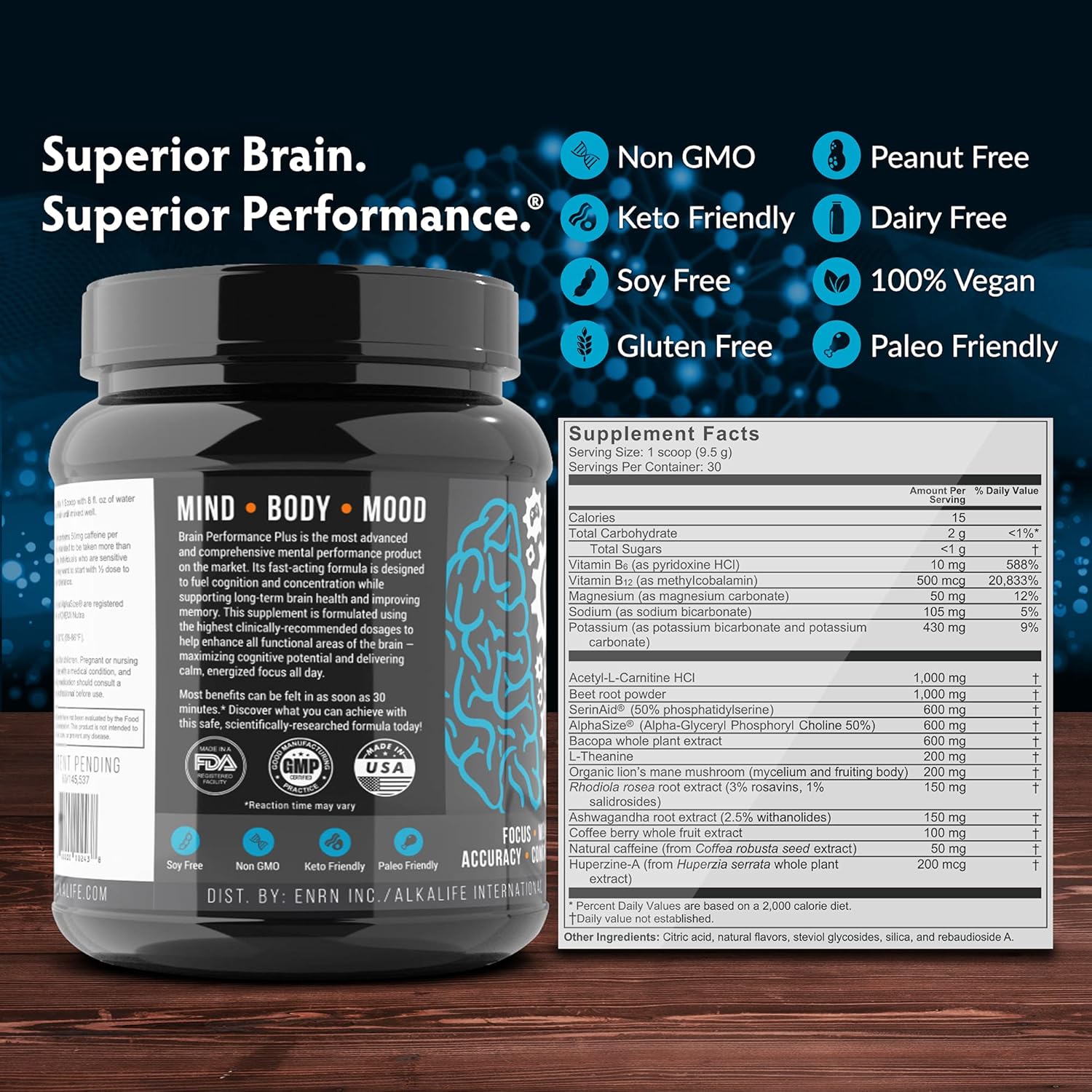 Alkalife Brain Performance Plus: Alkaline Nootropic for Cognitive Boost and Brain Health - 10oz