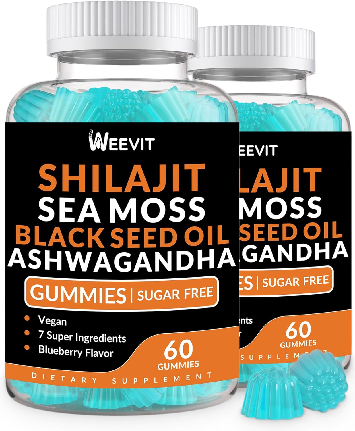 All-in-1 Shilajit Sea Moss Ashwagandha Gummies with Black Seed Oil - Immune and Energy Support for Men & Women