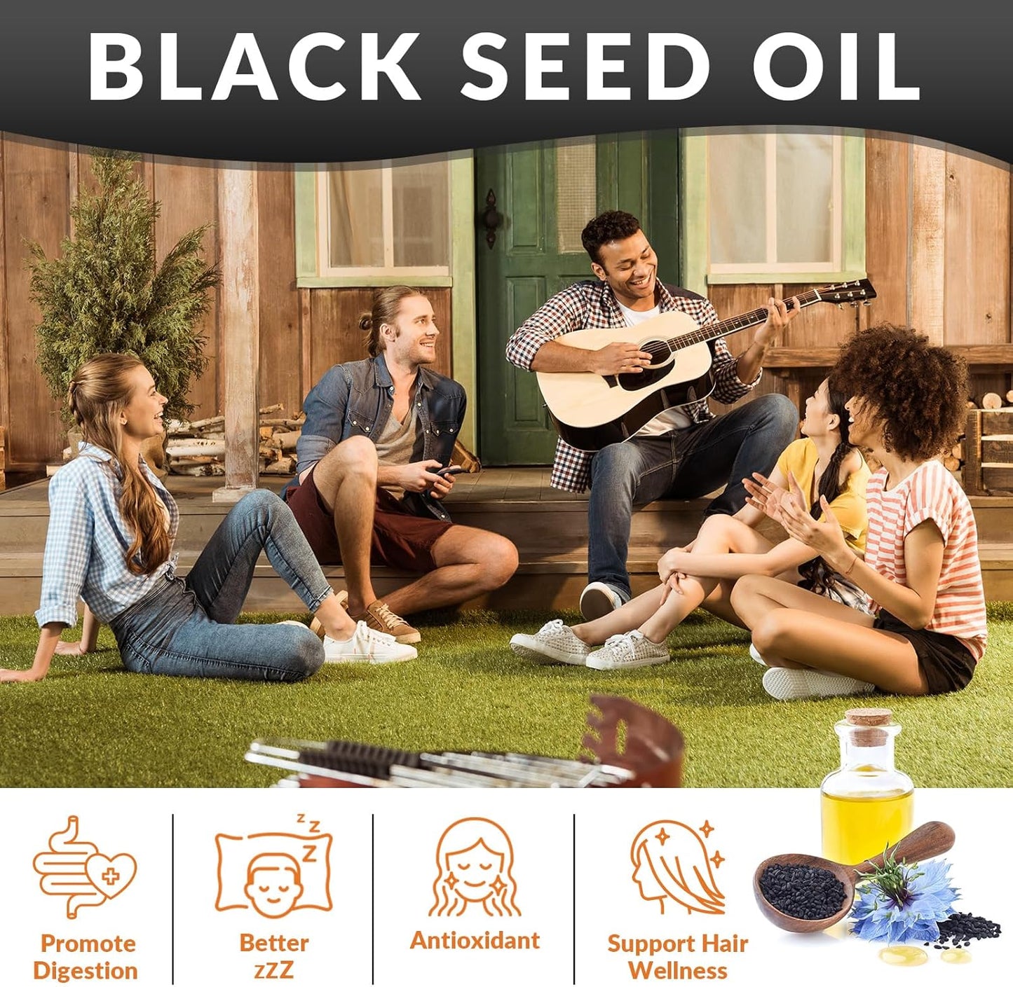 All-in-1 Shilajit Sea Moss Ashwagandha Gummies with Black Seed Oil - Immune and Energy Support for Men & Women