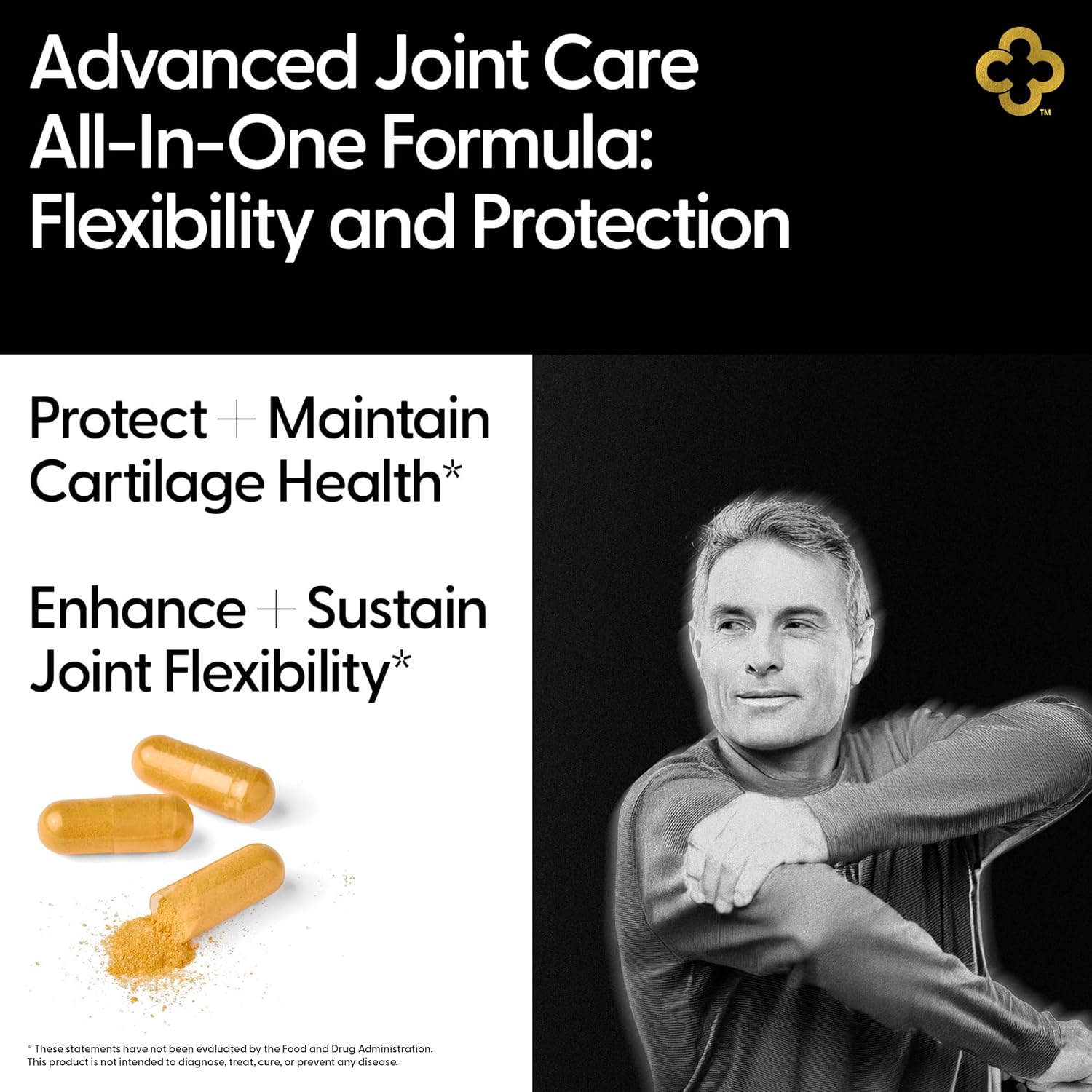 All-in-One Joint Support Supplement with Glucosamine, Chondroitin, MSM, Turmeric, Hyaluronic Acid - 90 Capsules for Joint Health and Flexibility - Made in USA