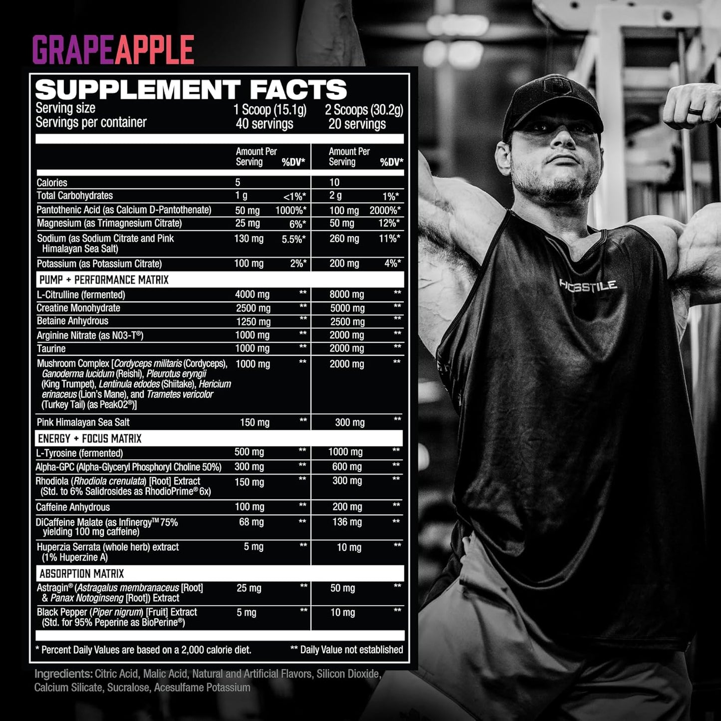 All-in-One Pre Workout Powder for Men and Women - Grape Apple Flavor - Enhance Muscle Pump, Increase Energy, Boost Strength, Sharpen Focus - 40 Servings
