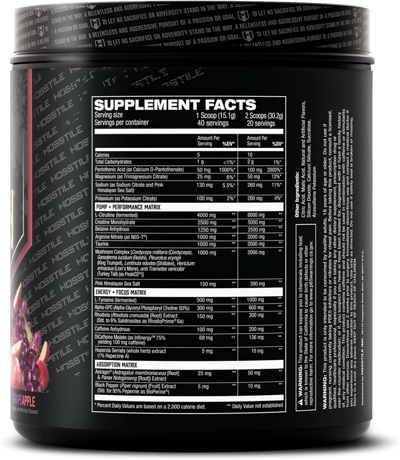 All-in-One Pre Workout Powder for Men and Women - Grape Apple Flavor - Enhance Muscle Pump, Increase Energy, Boost Strength, Sharpen Focus - 40 Servings
