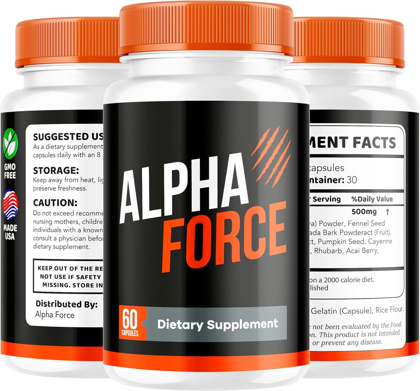 All-Natural Alpha Force Supplement Capsules for Men - Advanced Formula for Daily Health Support, 60 Capsules