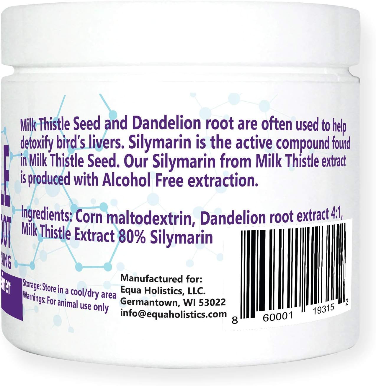 All-Natural Avian Liver Support Supplement for Parrots - Milk Thistle & Dandelion Root Formula (120 Servings)