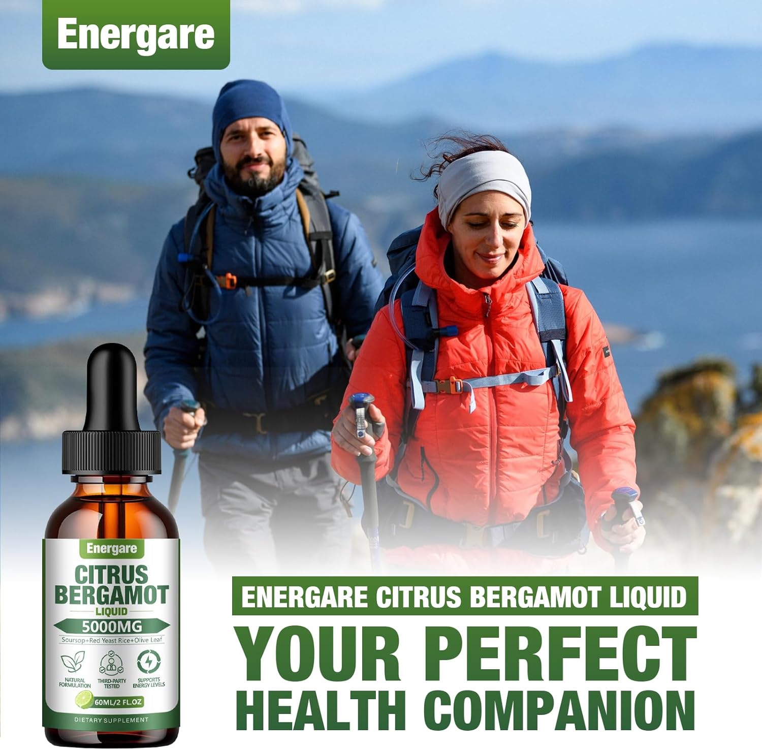 All-Natural Citrus Bergamot Liquid Drops Supplement - 5000MG - Heart Health, Immune Support, Antioxidant - Soursop, Red Yeast Rice, Olive Leaf - 2 Fl Oz