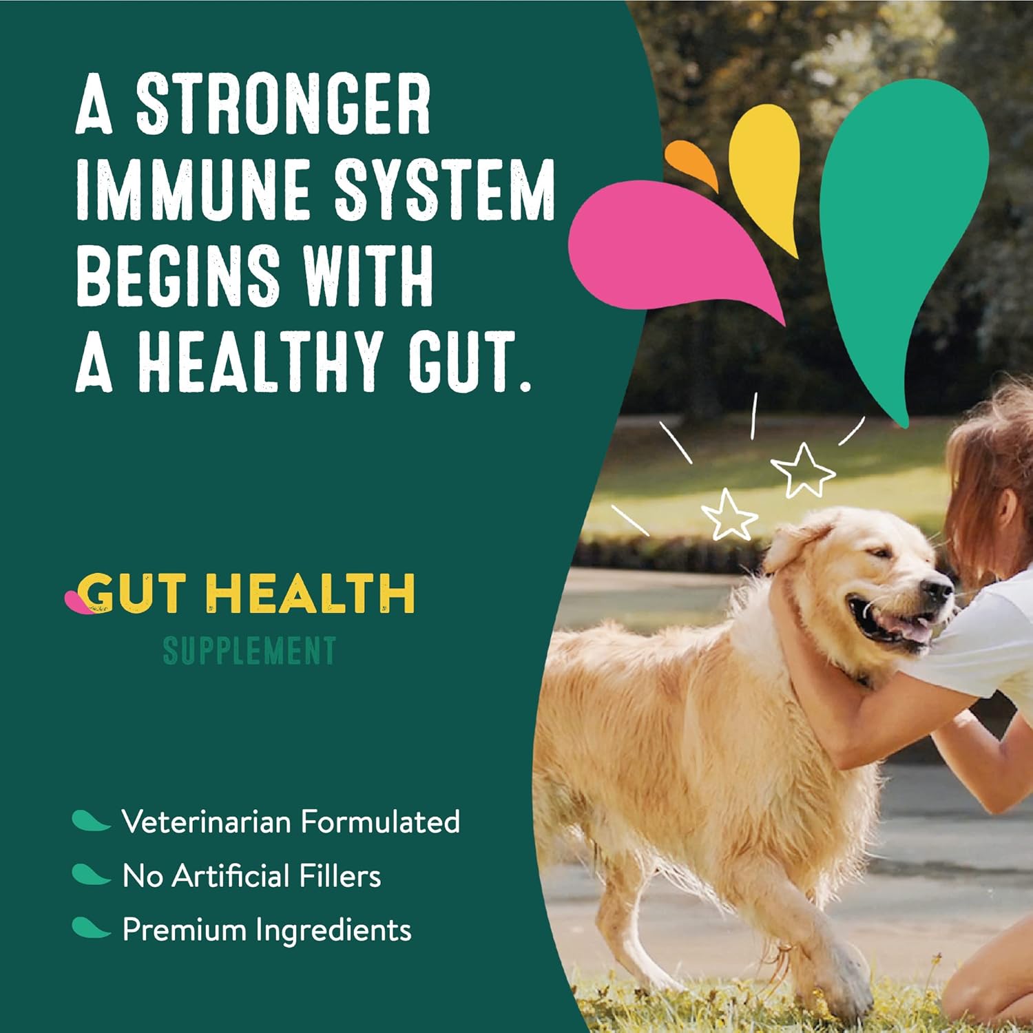 All-Natural Dog Gut Health Probiotics Supplement for Digestive Health and Immune Support - 21 Count Pack