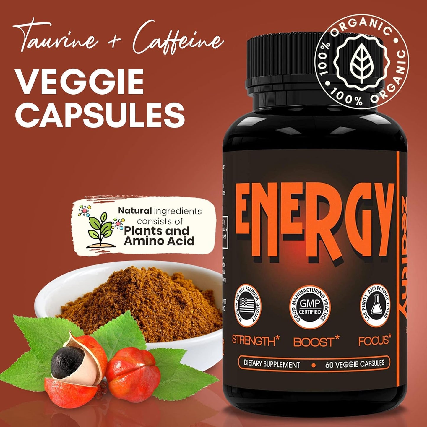 All-Natural Elderberry Energy Pills - Healthy Alternative to Energy Drink, Gel, Gummies - Zealthy Life