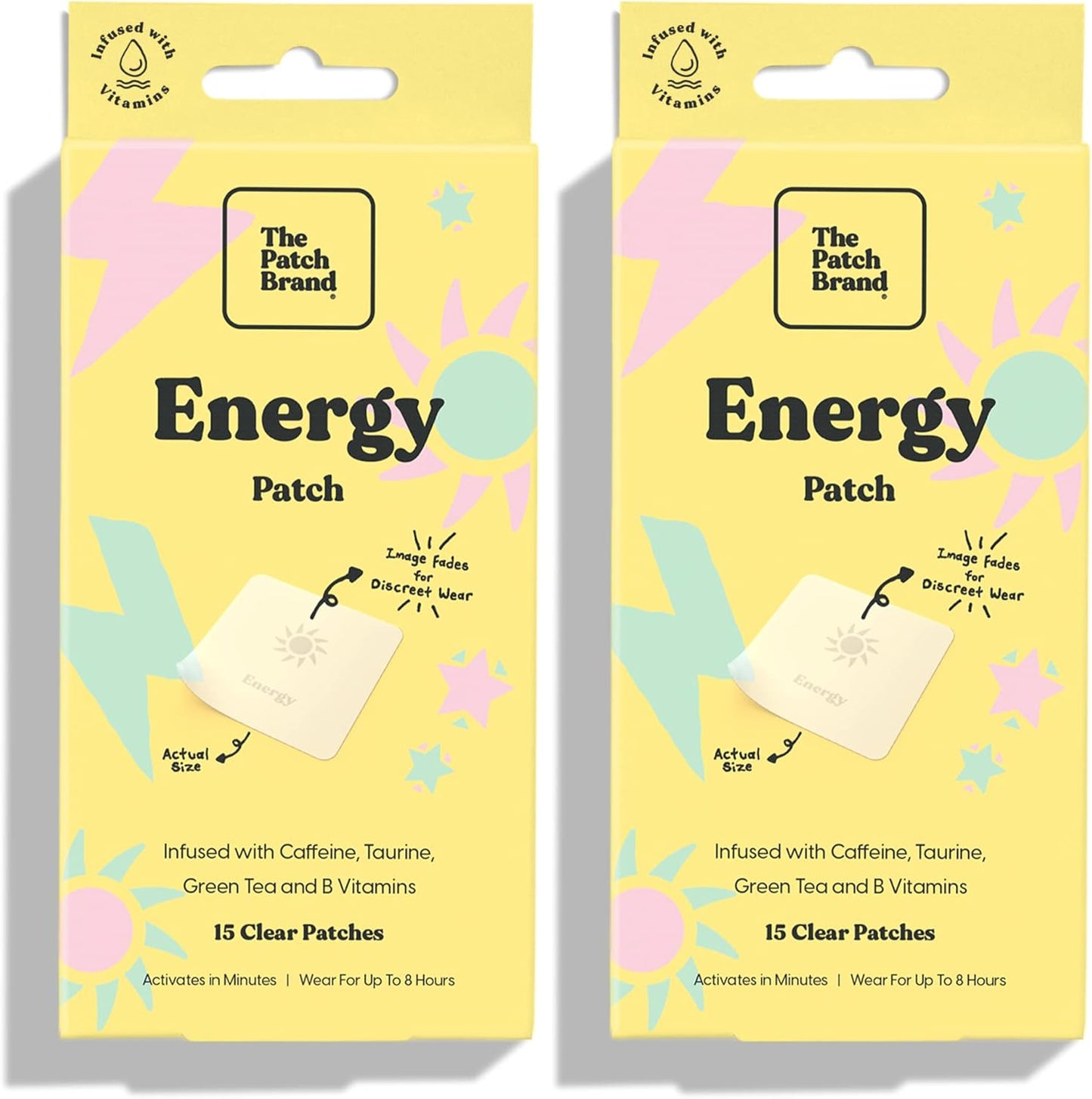 All Natural Energy Patches with Caffeine, B5, and B3 | Plant Based, Cruelty Free, Water Resistant | Long Lasting Energy Support