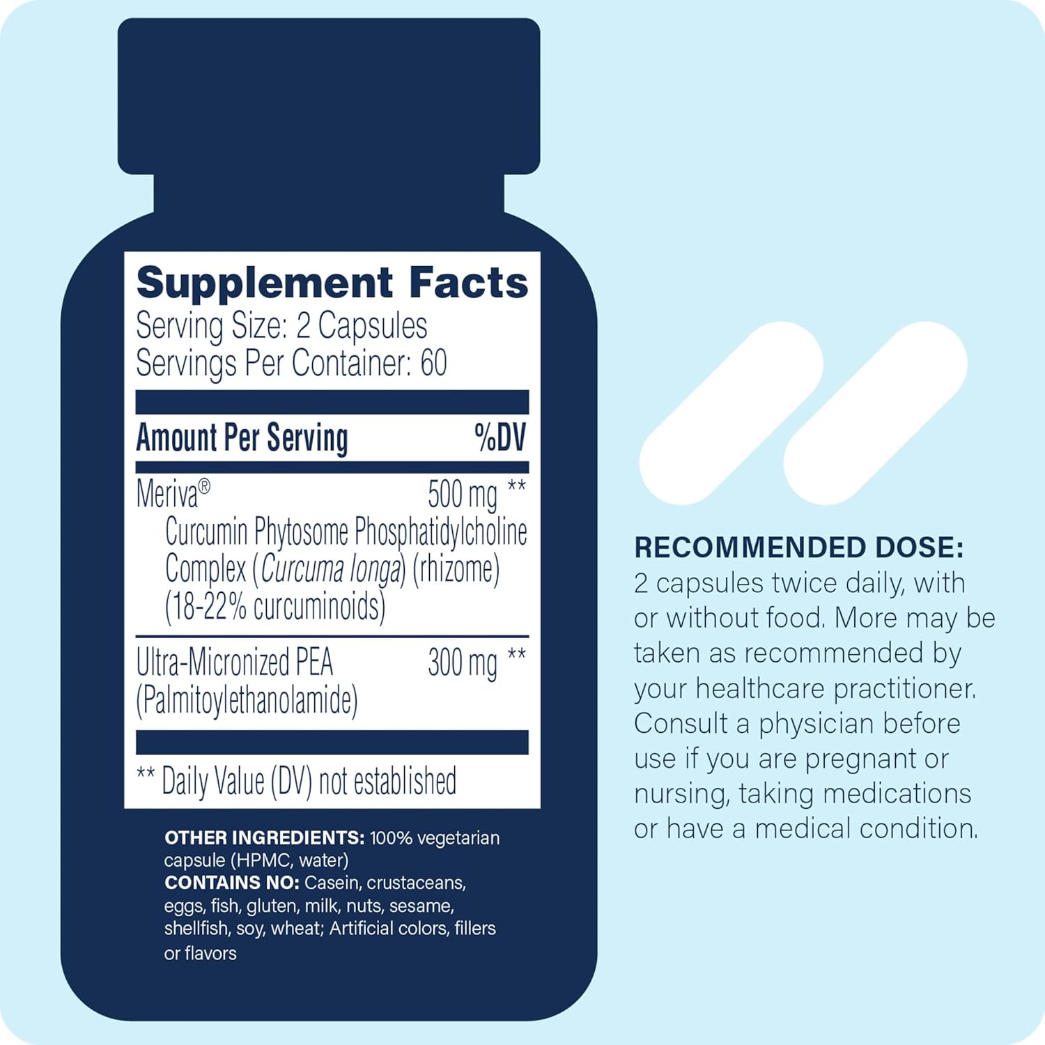 All-Natural Enzyme Science Pea+ Capsules with Meriva Curcumin for Nervous, Immune, & Muscular System Support