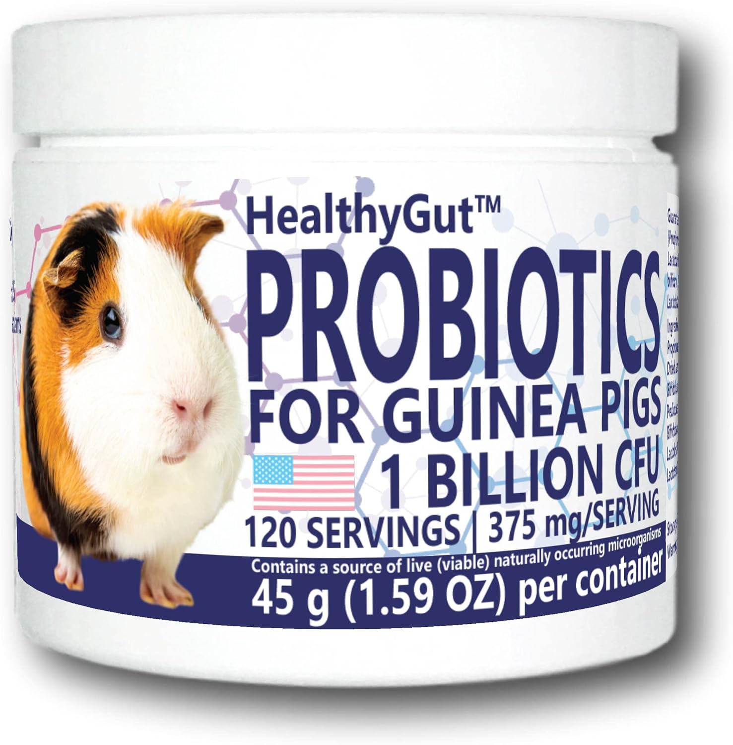 All-Natural Equa Holistics Probiotics for Guinea Pigs, 120 Servings, Supports Digestive Health