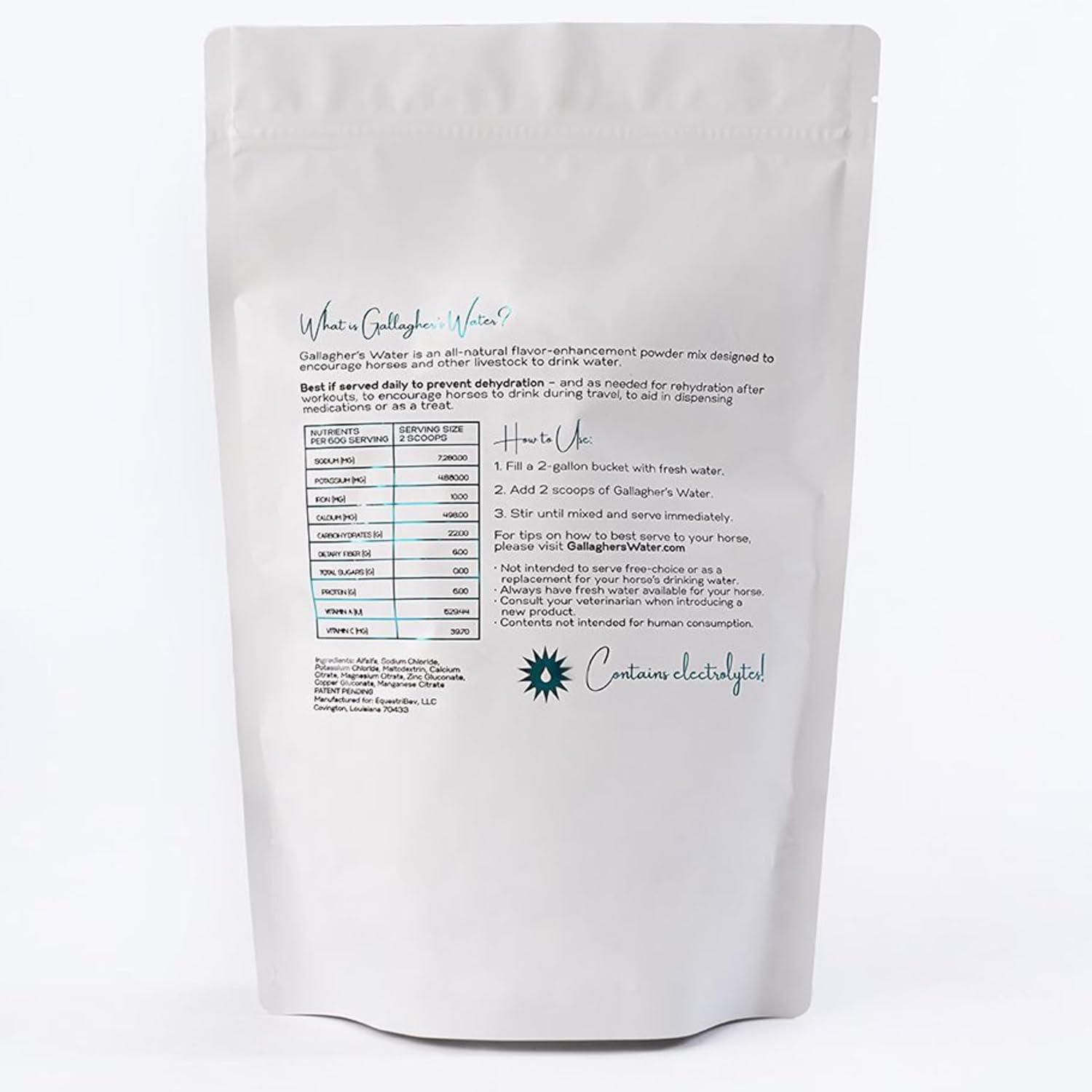 All-Natural Equine Hydration Beverage with Electrolytes and Minerals for Horses - No Sugar