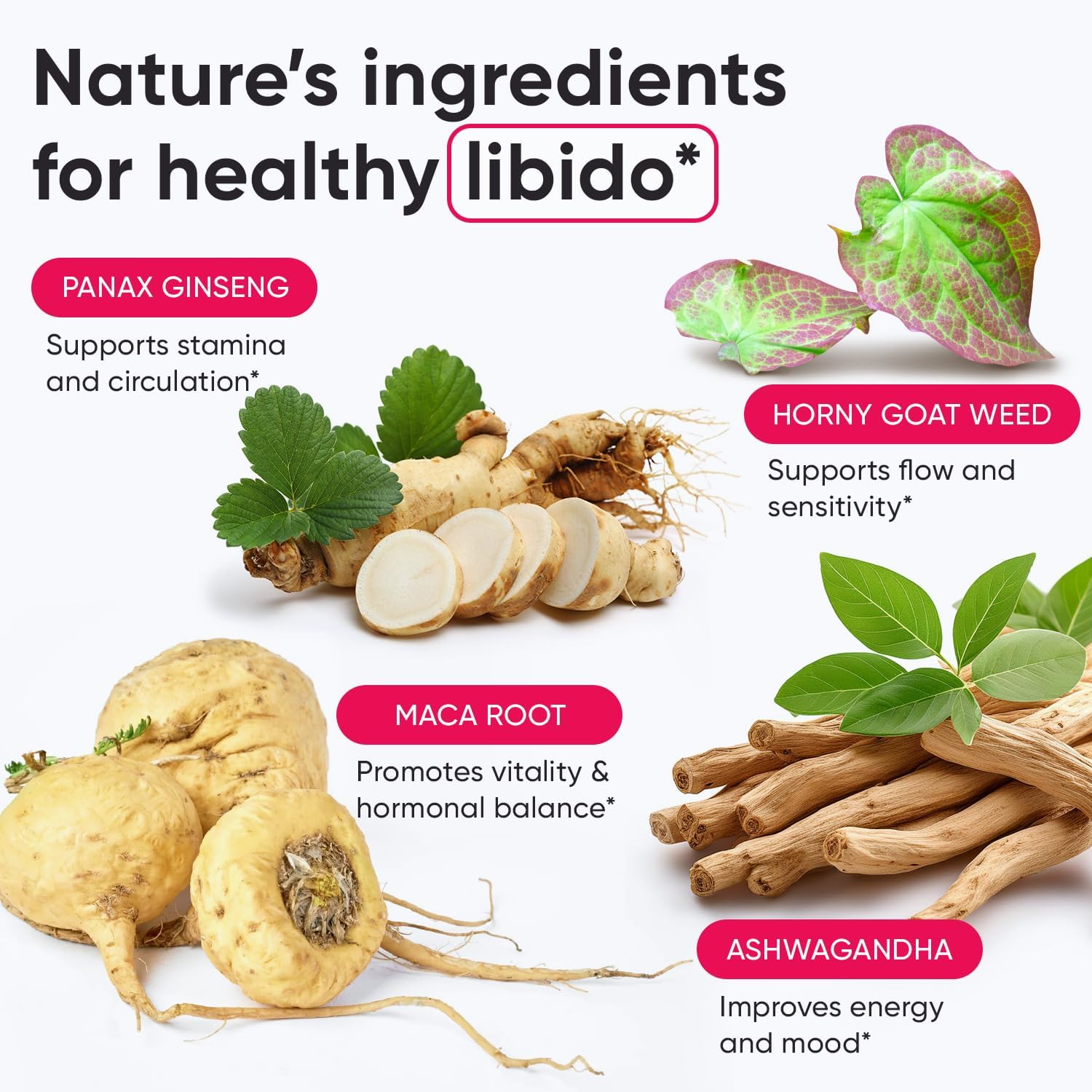 All-Natural Female Libido Booster Pills with Maca Root & Ashwagandha Extracts - Drive, Energy, and Intimacy Enhancement - 60 ct