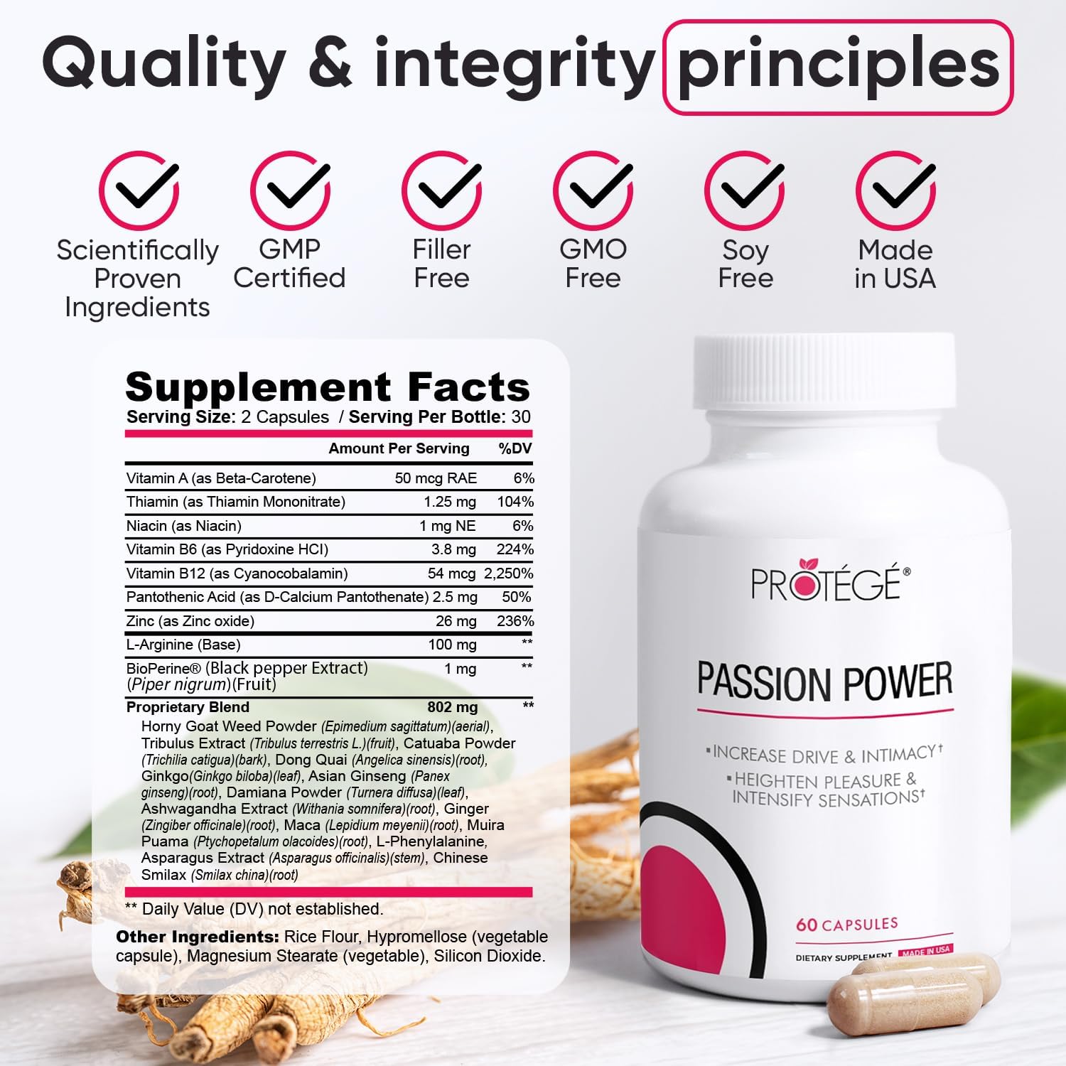 All-Natural Female Libido Booster Pills with Maca Root & Ashwagandha Extracts - Drive, Energy, and Intimacy Enhancement - 60 ct