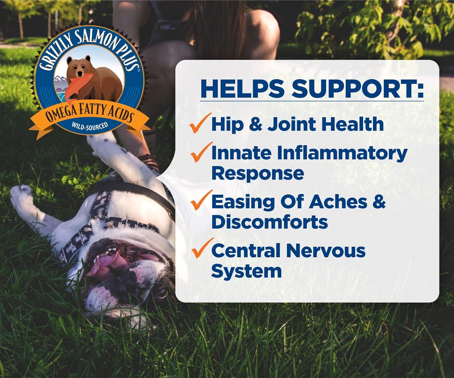 All-Natural Grizzly Salmon Plus Omega Fatty Acids Food Supplement for Dogs & Cats - Wild Alaskan Salmon Oil - Various Sizes