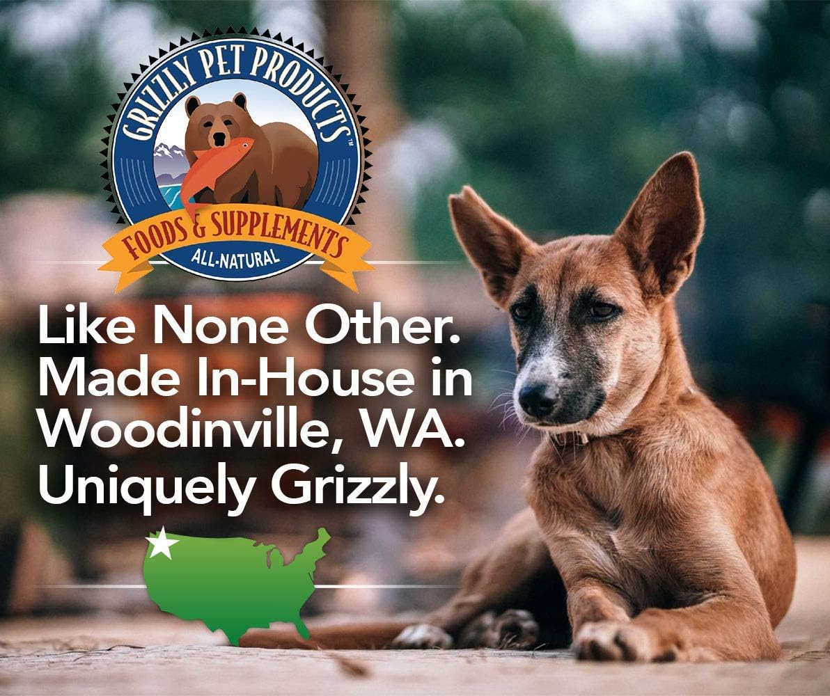 All-Natural Grizzly Salmon Plus Omega Fatty Acids Food Supplement for Dogs & Cats - Wild Alaskan Salmon Oil - Various Sizes