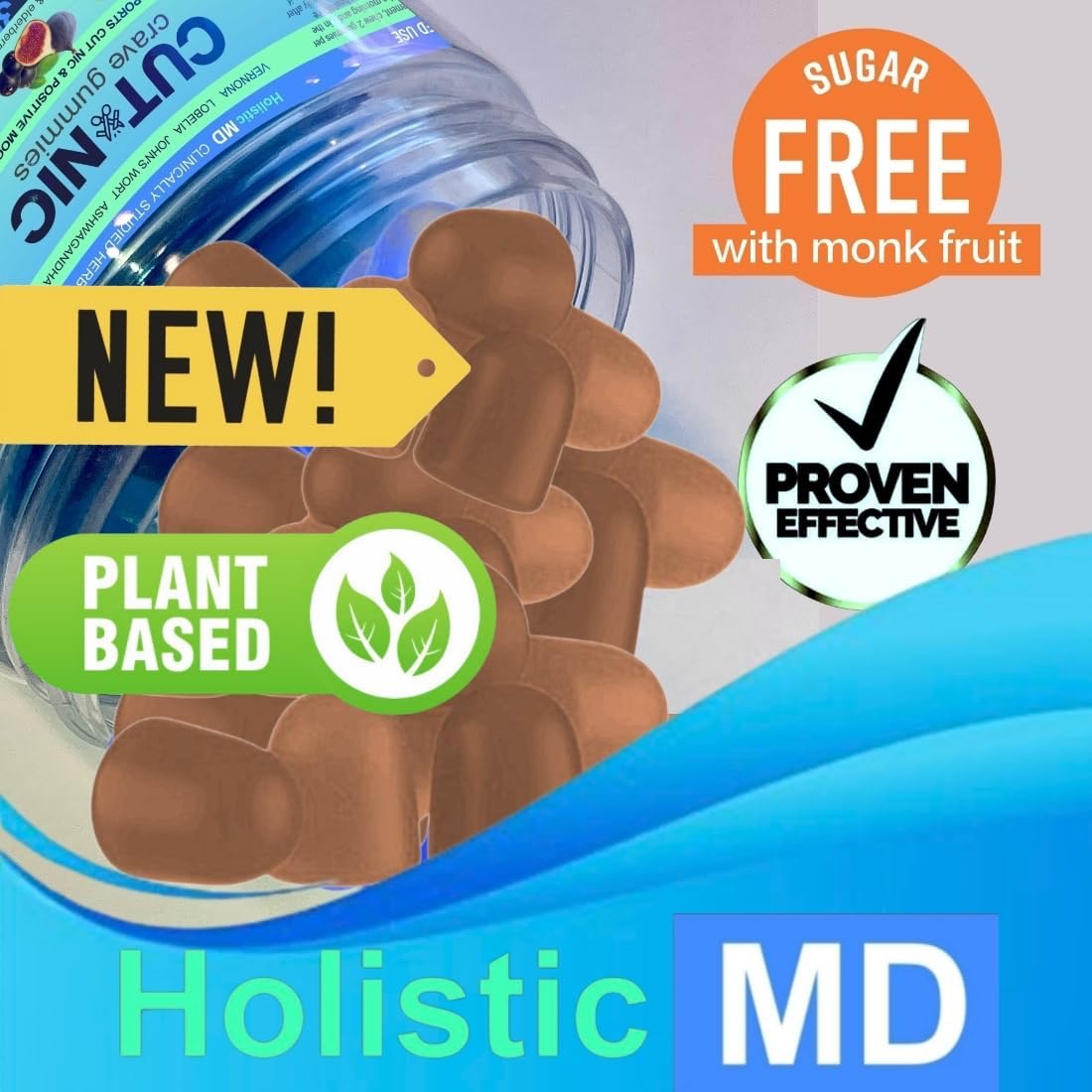 All-Natural Holistic MD Quit Smoking Gummies with Vernonia Cinerea, St. John's Wort, Ashwagandha | 60 Count Berries Flavor | Clinically Studied | Sugar-Free