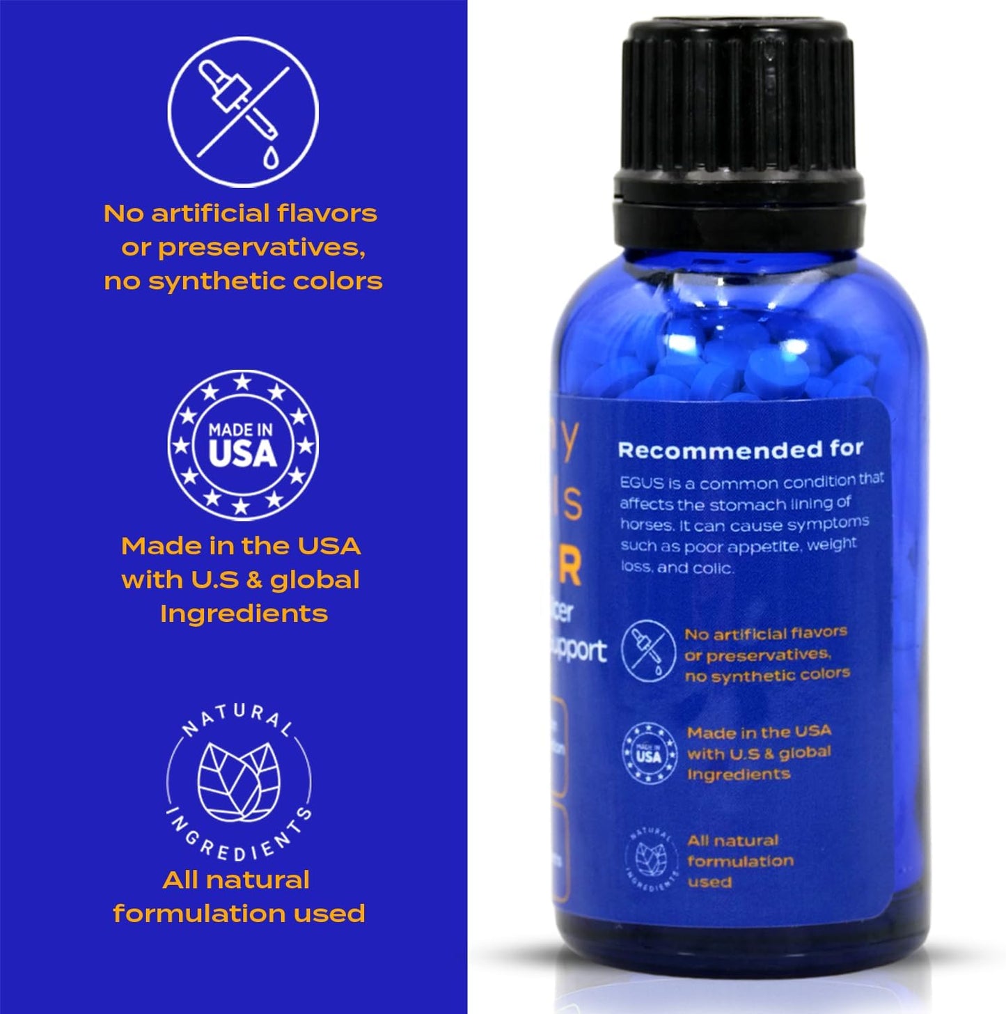 All-Natural Horse Gastric Ulcer Support - Reduces Ulcers & Stomach Issues - Homeopathic Supplements - 300 Tablets