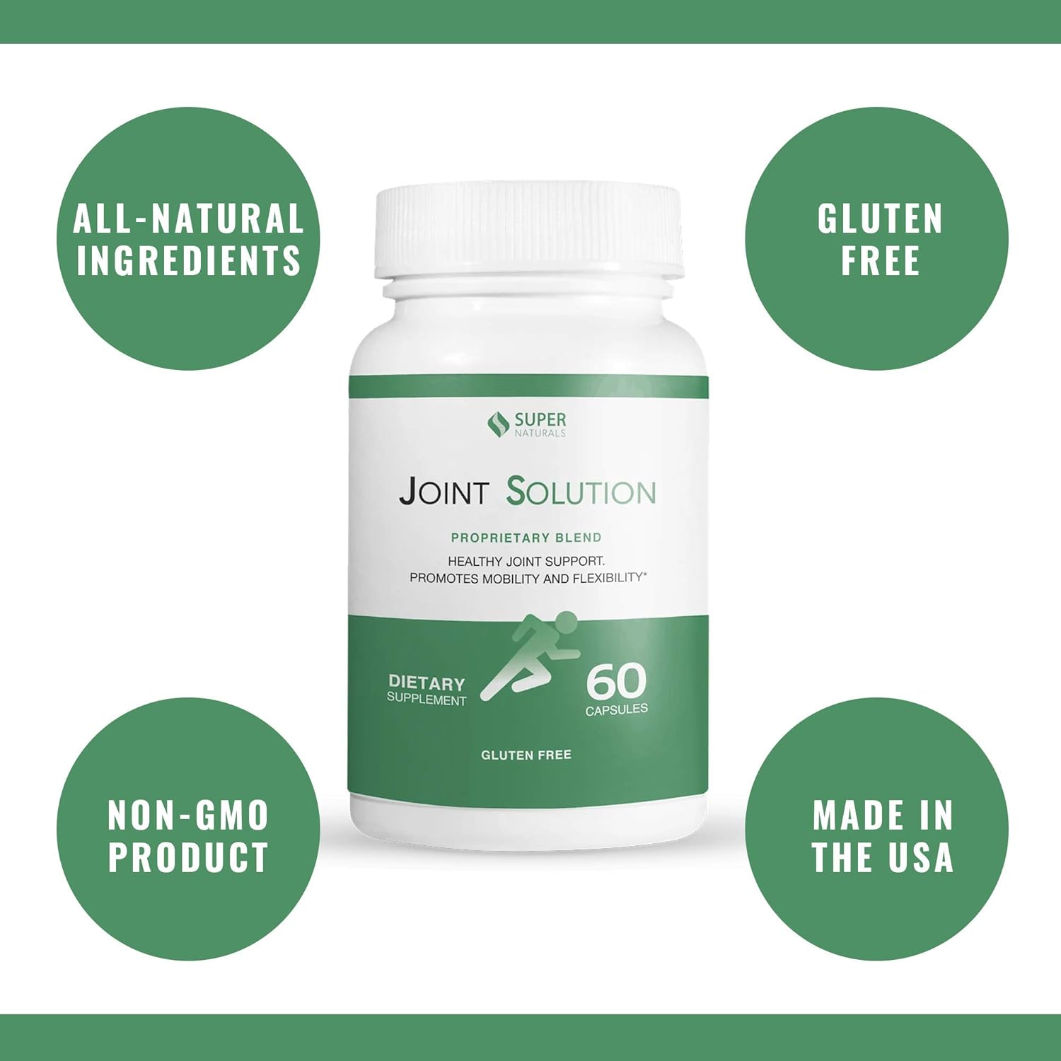 All-Natural Joint Support Supplement with Glucosamine, Chondroitin, MSM, and Turmeric - 60 Capsules for Men, Women, Adults - Gluten-Free & Non-GMO