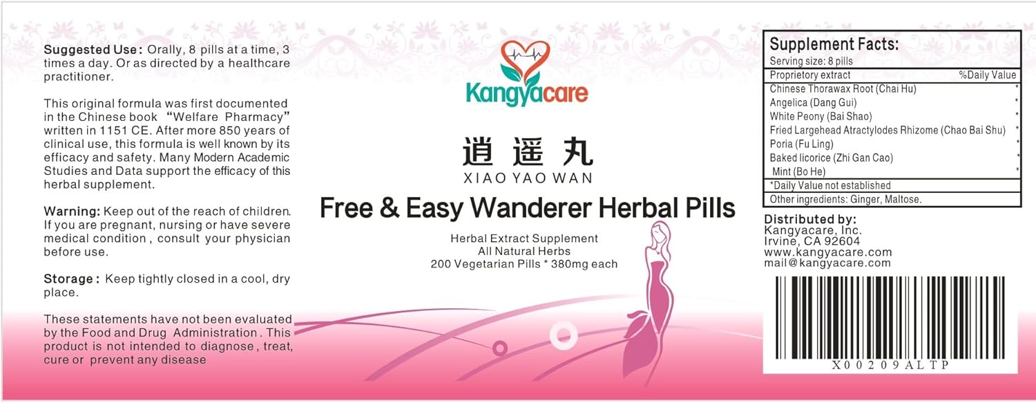 All Natural Kangyacare Xiao Yao Wan Herbal Pills - Support Women's Health, Stress Relief, Menopause - 200ct - Promote Hormonal Balance & Well-being