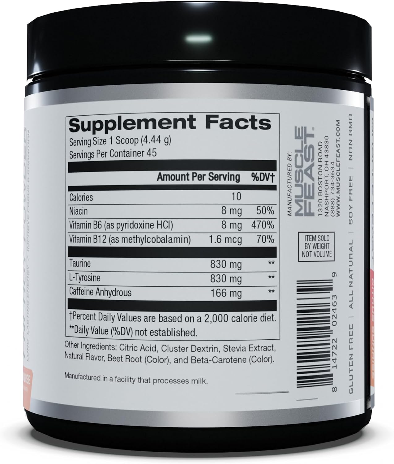 All Natural Keto-Friendly Citrus Sunrise Pre-Workout Energy Supplement, 200g