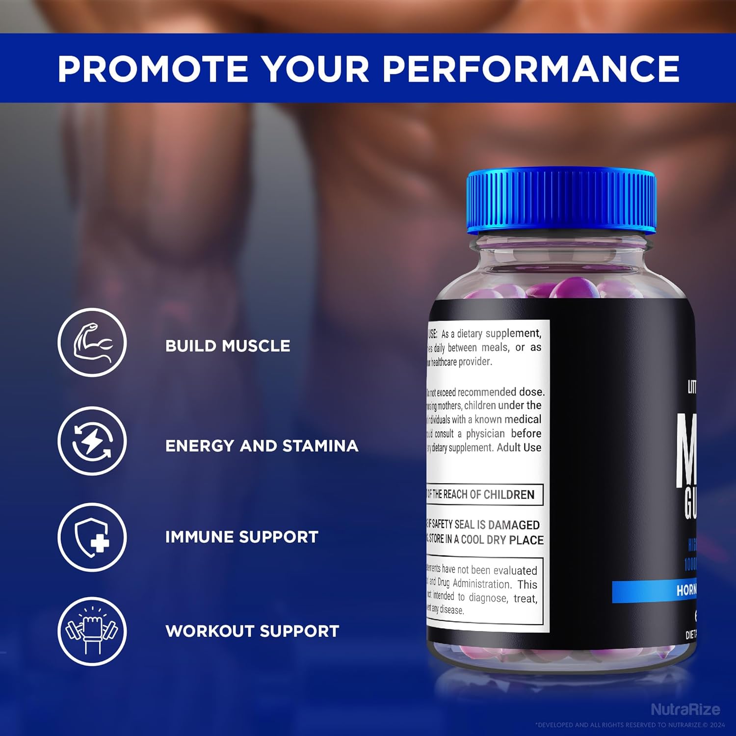 All-Natural LittleBlue Gummy Male Supplement for Daily Nutrition - NutraRize Little Blue Gummies, Official Reviews (60 Gummies)