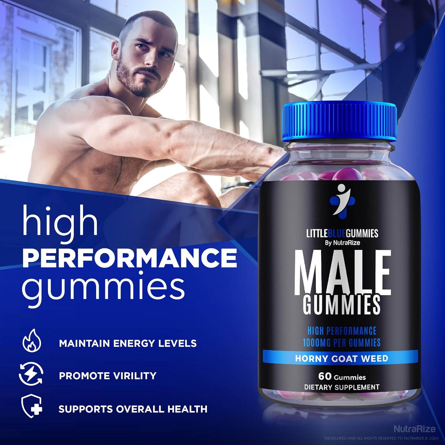 All-Natural LittleBlue Gummy Male Supplement for Daily Nutrition - NutraRize Little Blue Gummies, Official Reviews (60 Gummies)
