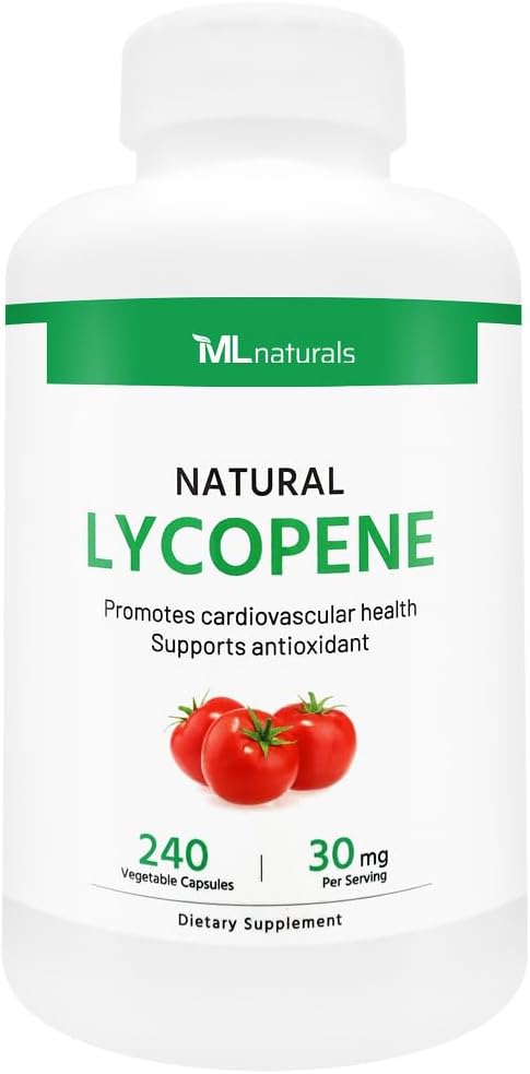 All-Natural ML Naturals Lycopene Supplement - 30 mg, 240 Capsules for Antioxidant, Immune Support, Heart & Prostate Health