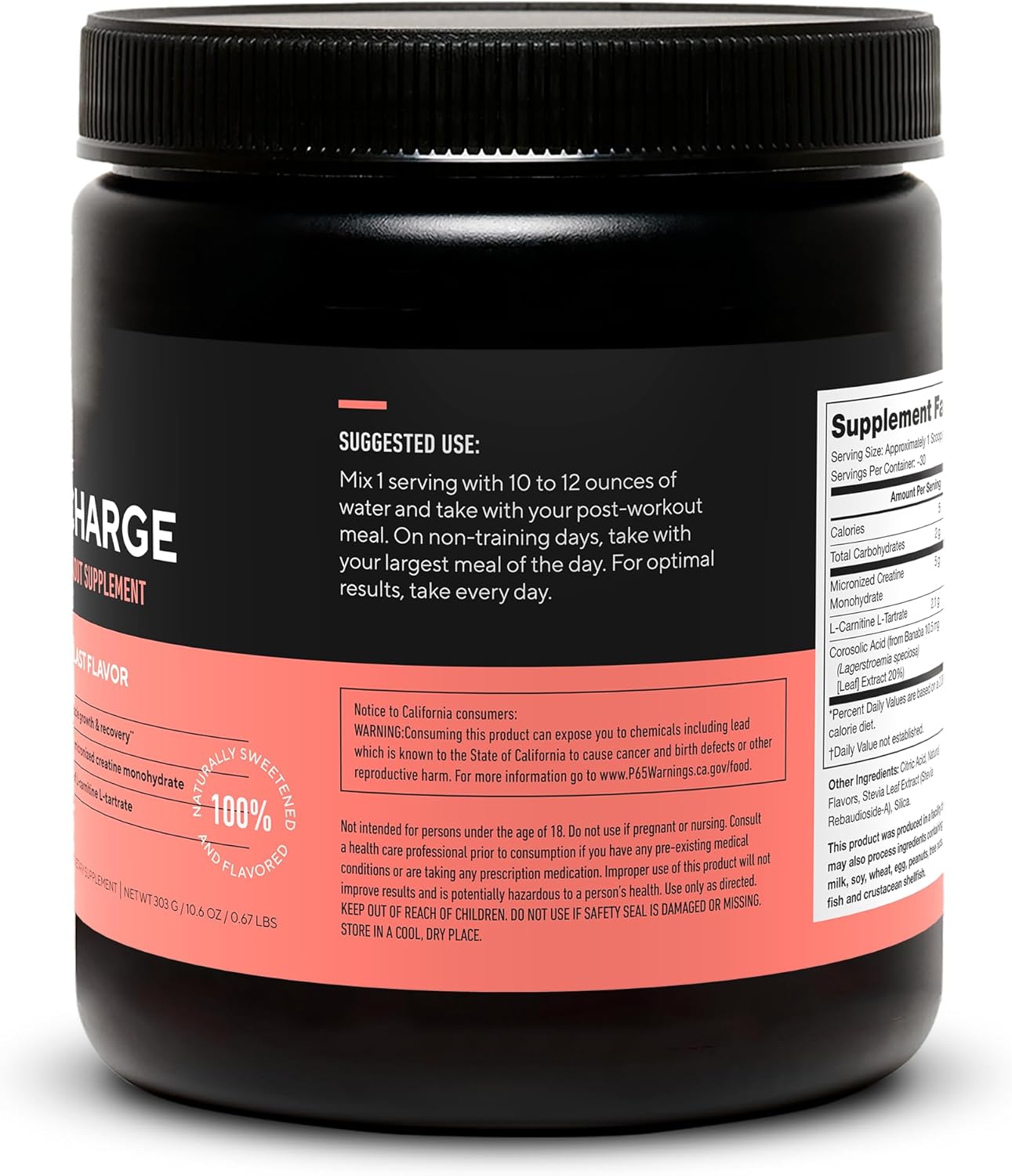 All Natural Muscle Builder & Recovery Drink with Creatine Monohydrate - Arctic Blast Flavor, 30 Servings