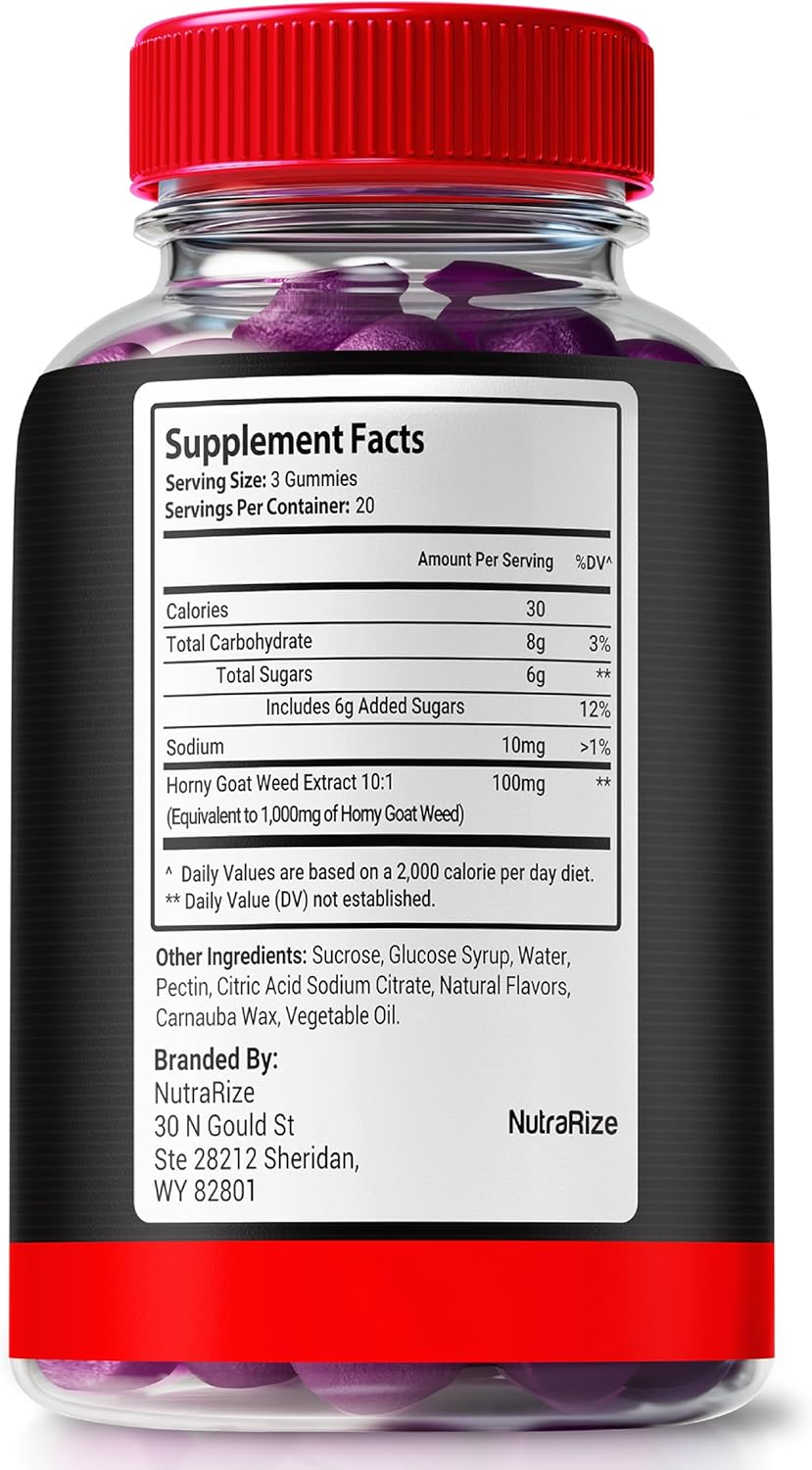 All-Natural NutraRize Dominator Max Gummies for Men - Muscle Support & Energy Boost - 60 Gummies