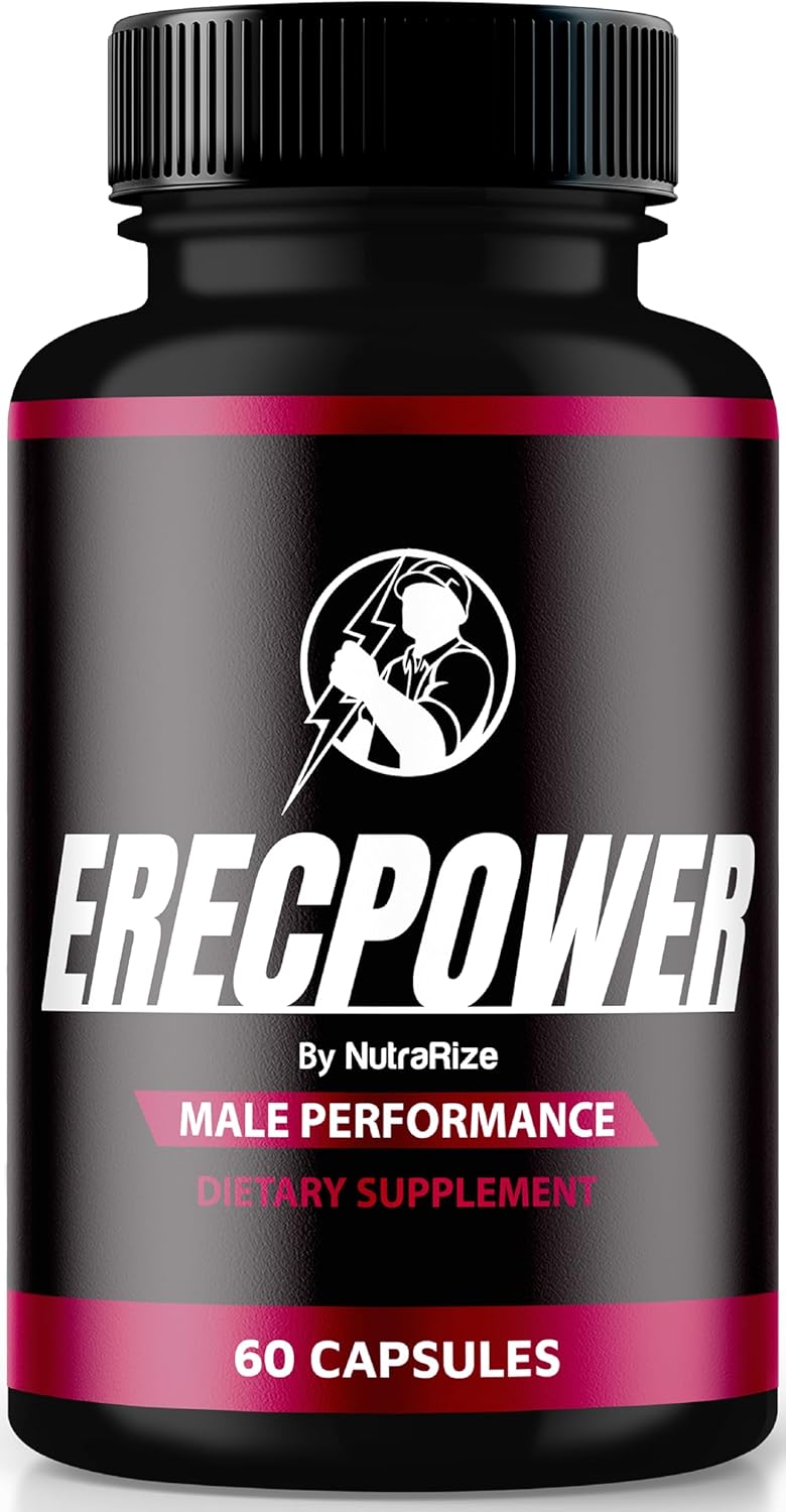 All Natural NutraRize ErecPower Pills for Men - Energy Boosting Male Supplement with Vitamins for Peak Performance (60 Capsules)