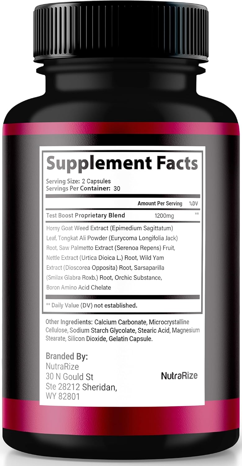 All Natural NutraRize ErecPower Pills for Men - Energy Boosting Male Supplement with Vitamins for Peak Performance (60 Capsules)