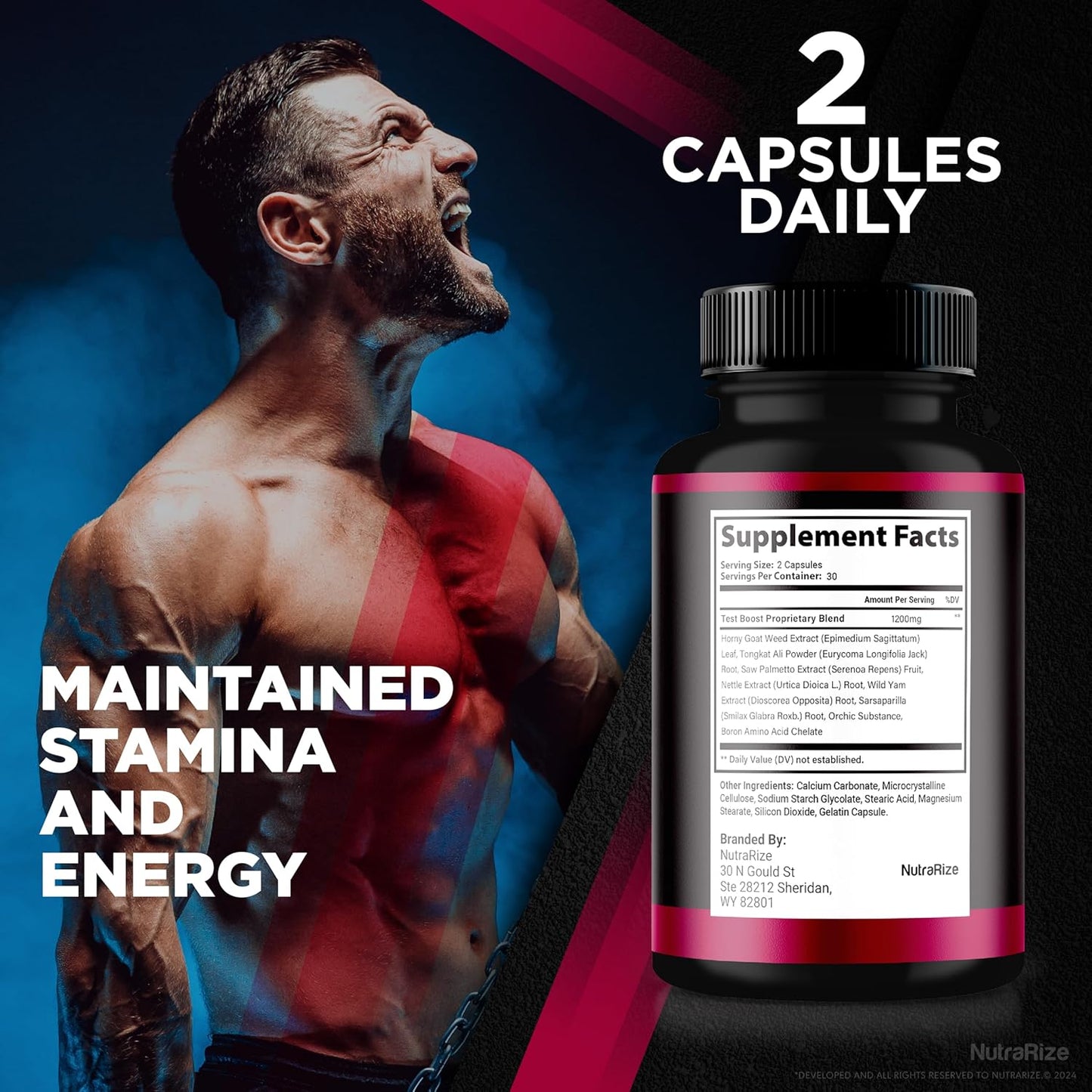 All Natural NutraRize ErecPower Pills for Men - Energy Boosting Male Supplement with Vitamins for Peak Performance (60 Capsules)