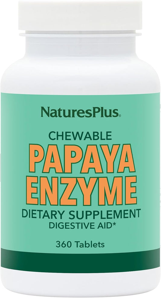 All-Natural Papaya Enzyme Supplement - 6mg Papain - Digestive Aid with Amylase & Protease - 360 Chewable Tablets for 360 Servings