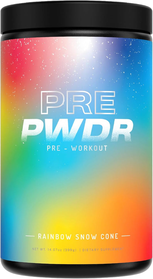 All Natural Pre-Workout Powder for Energy, Pump, Endurance & Strength - Rainbow Snowcone Flavor