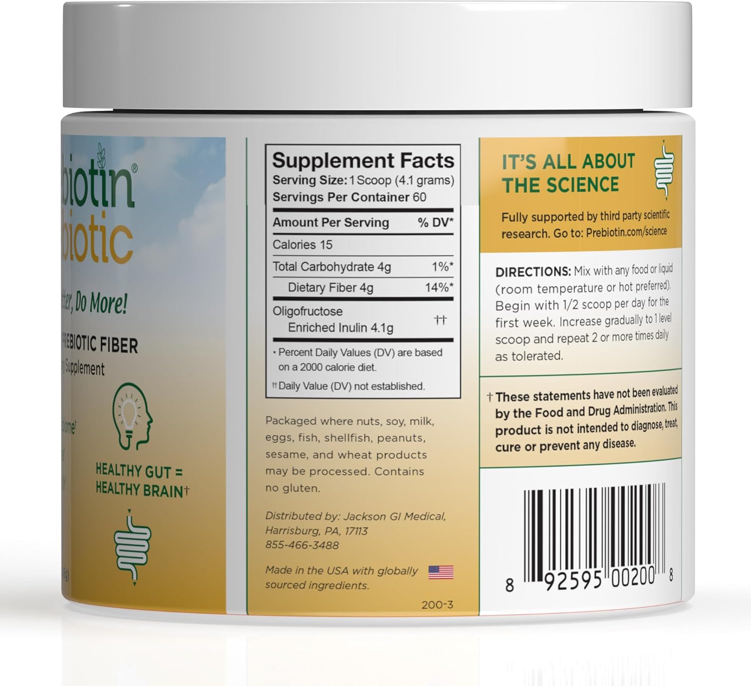 All-Natural Prebiotic Fiber Powder for Digestive Health & Weight Management - 8.68 oz - Boosts Probiotics, Reduces Hunger - Gluten-Free & High Fiber