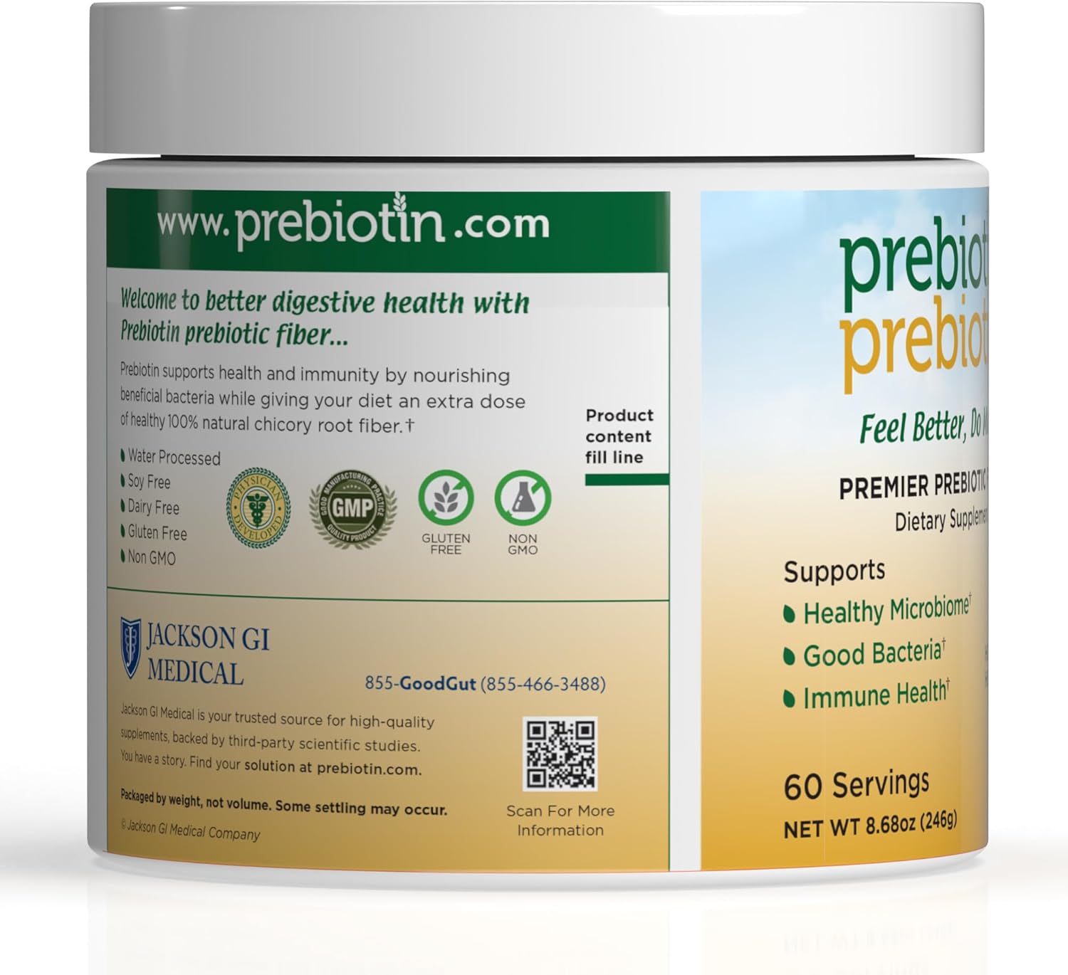 All-Natural Prebiotic Fiber Powder for Digestive Health & Weight Management - 8.68 oz - Boosts Probiotics, Reduces Hunger - Gluten-Free & High Fiber
