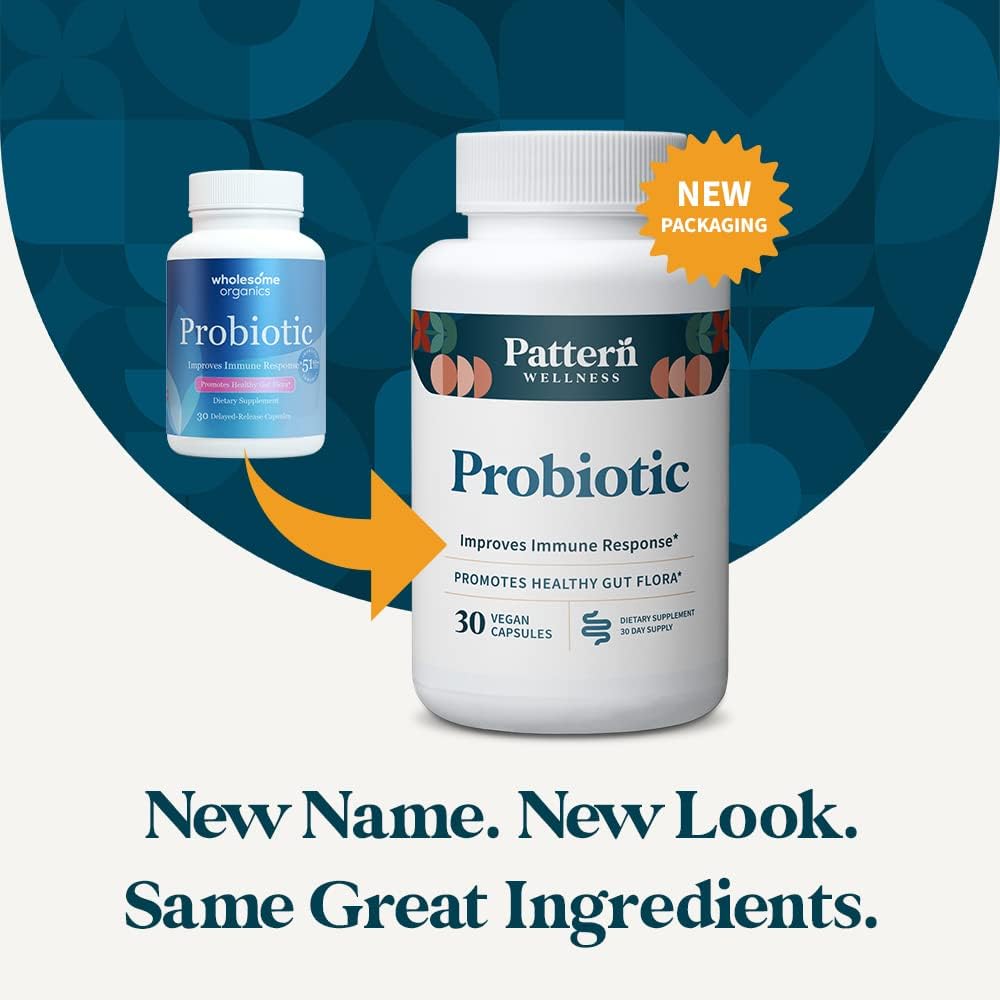 All Natural Probiotic Supplement with 51 Billion CFU for Healthy Gut Flora & Immune Health - Vegan, Non-GMO - 60 Capsules