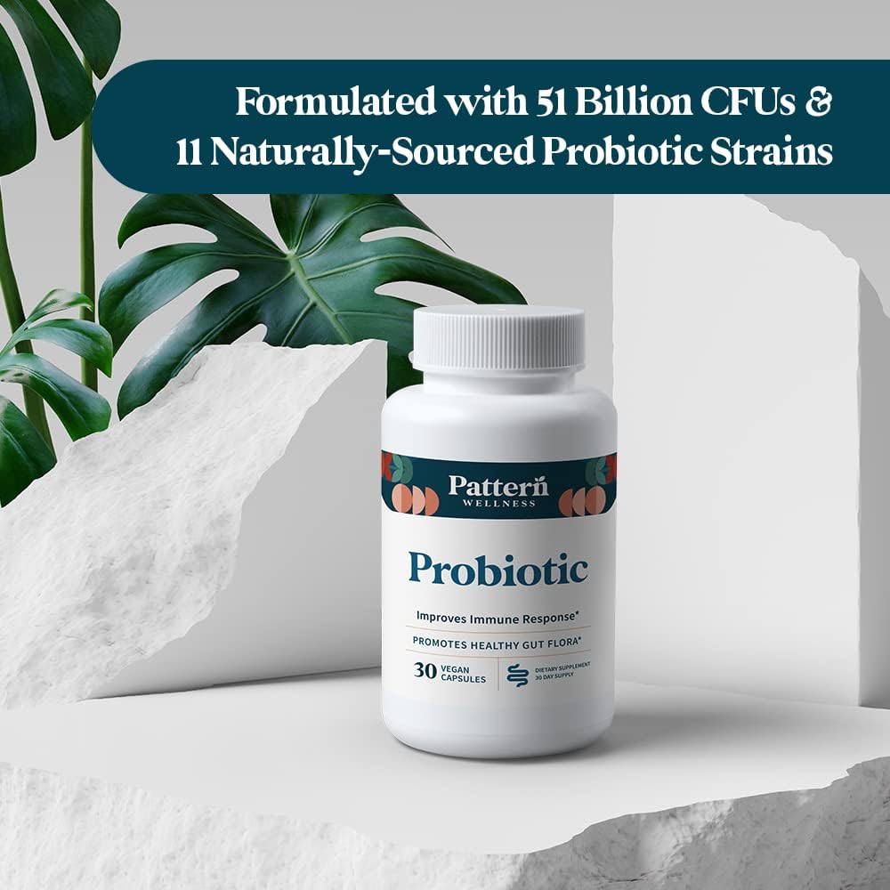 All Natural Probiotic Supplement with 51 Billion CFU for Healthy Gut Flora & Immune Health - Vegan, Non-GMO - 60 Capsules