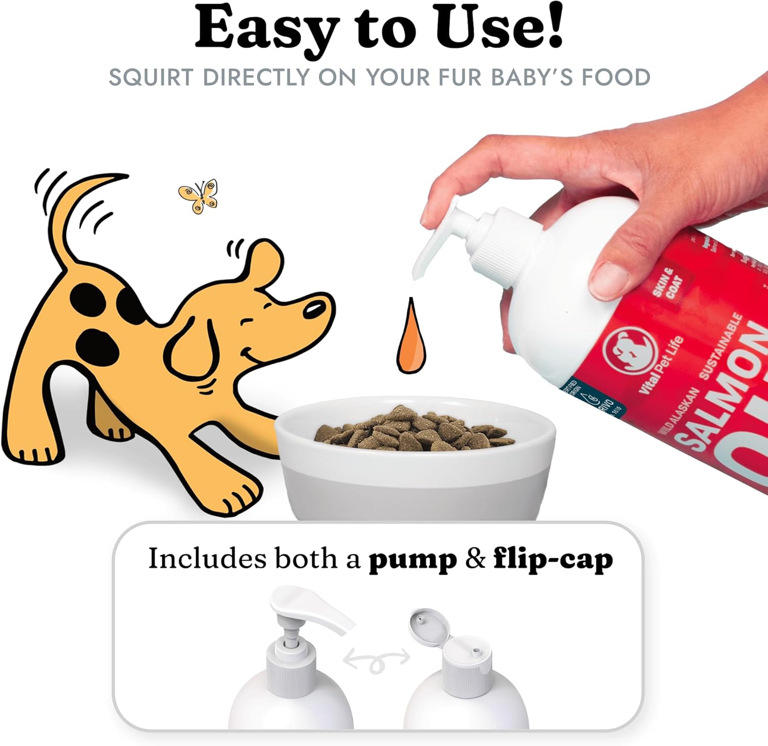 All Natural Salmon Oil Supplement for Dogs & Cats, 32 oz - Promotes Healthy Skin & Coat, Joint & Bone Health, Omega 3 EPA DHA, Natural Allergy Defense