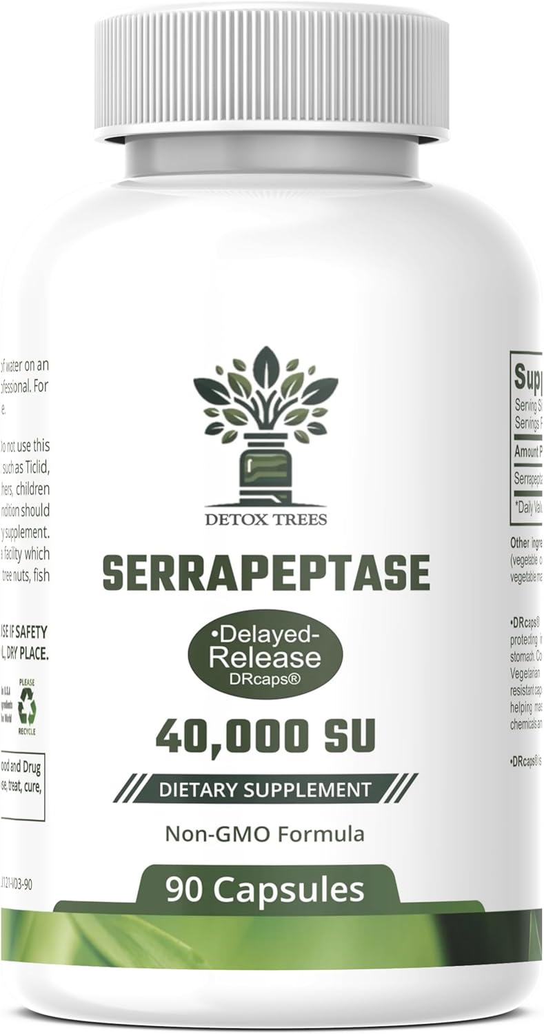 All-Natural Serrapeptase 40000 SPU Supplement for Sinus, Respiratory, and Joint Health - Non-GMO, Gluten Free, 100% Vegetarian - 90 Capsules