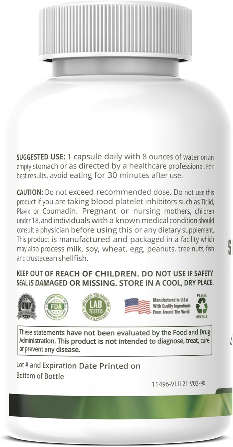 All-Natural Serrapeptase 40000 SPU Supplement for Sinus, Respiratory, and Joint Health - Non-GMO, Gluten Free, 100% Vegetarian - 90 Capsules