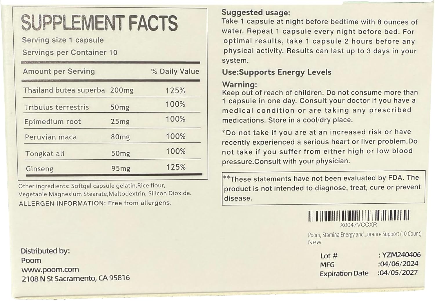 All-Natural Stamina and Energy Booster Supplement (10 Count)