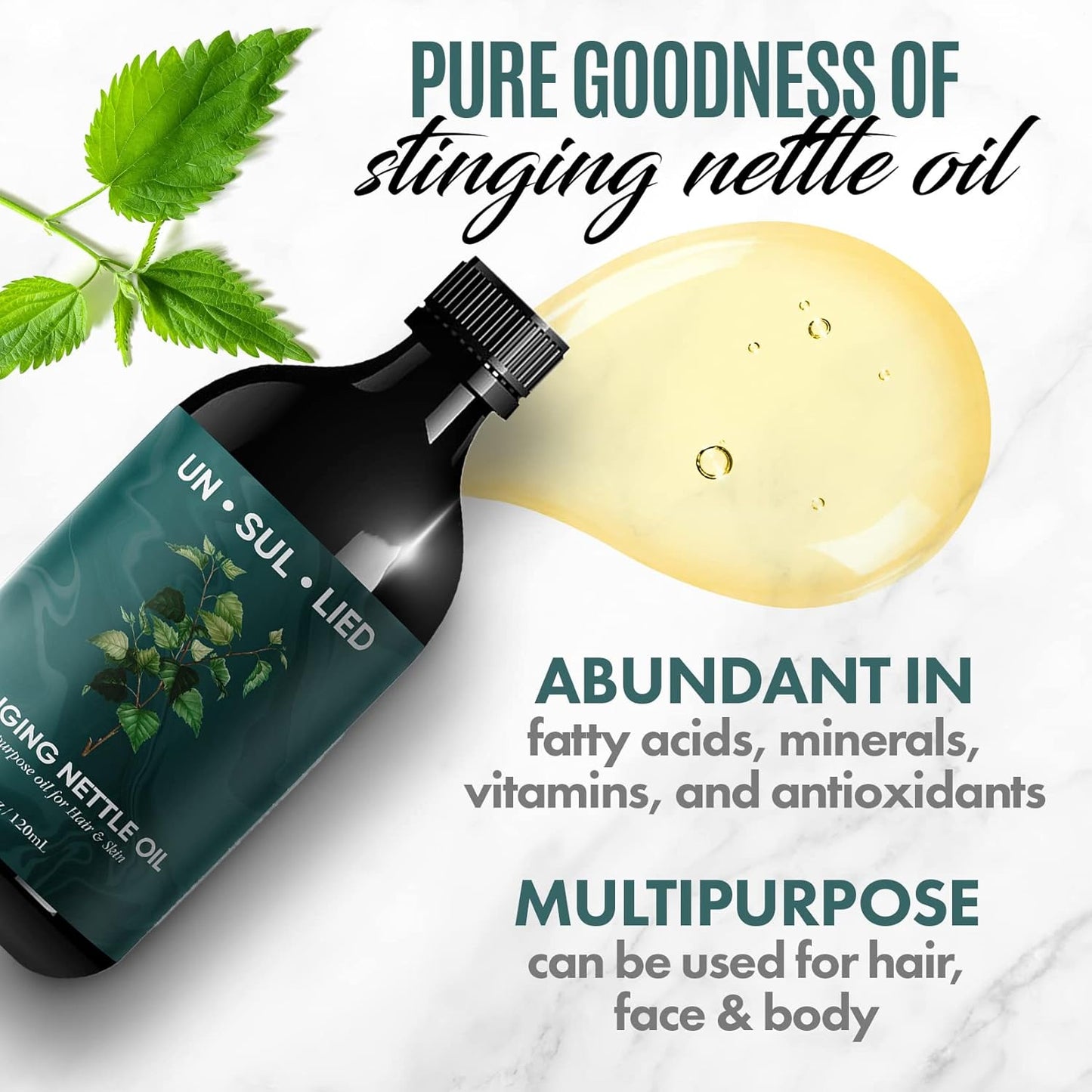 All-Natural Stinging Nettle Oil for Hair Growth and Skin Care - 4 oz for Men and Women