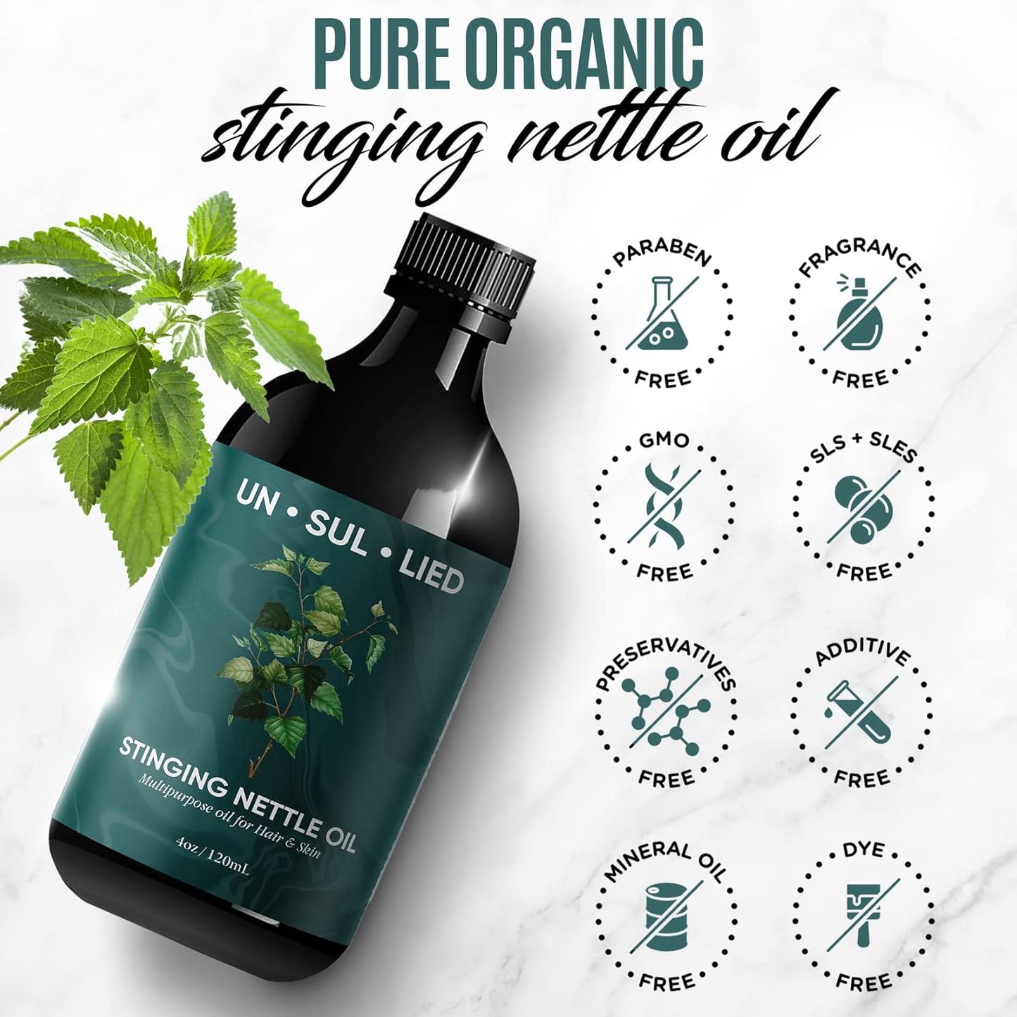 All-Natural Stinging Nettle Oil for Hair Growth and Skin Care - 4 oz for Men and Women