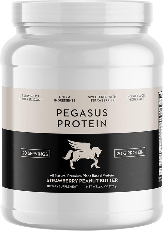 All Natural Strawberry Peanut Butter Protein Powder - 20g Protein, 20 Servings - No Stevia, Monk Fruit, Artificial Sweeteners - Berries Sweetened