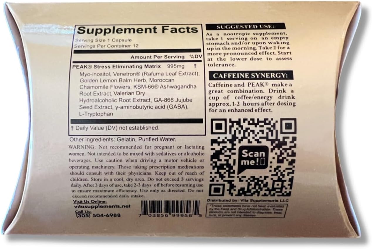 All Natural Stress Relief Supplement: Vita Supplements Peak Formula