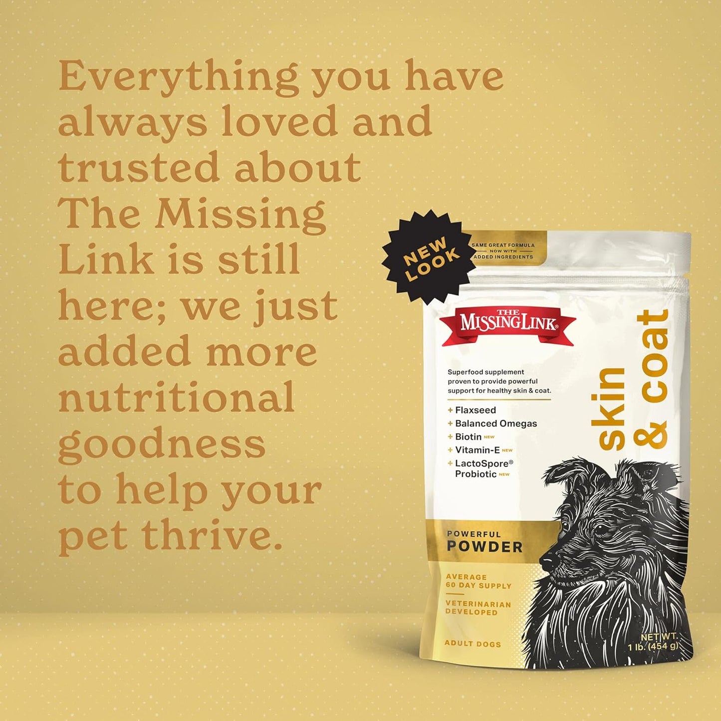 All Natural Superfood Dog Supplement with Balanced Omega 3 & 6 for Healthy Skin & Coat - 1 lb.